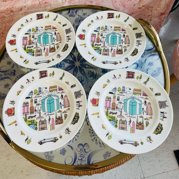 Tiffany & Co 5th Avenue Dessert Plate Tableware Dish Set of 4 Authentic OBRO - Picture 5 of 7